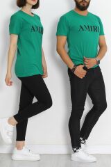Baskılı Oversize Tişört Koyuyeşil - 17375.1778.