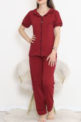Önü Cepli Pijama Takımı Bordo - 11404.1048.