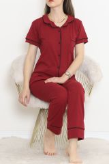 Önü Cepli Pijama Takımı Bordo - 11404.1048.