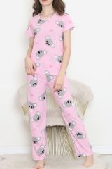 Desenli Pijama Takımı Pembeantrasit - 130.1287.
