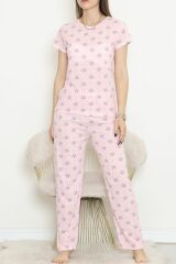 Desenli Pijama Takımı Pembelibeyaz - 130.1287.