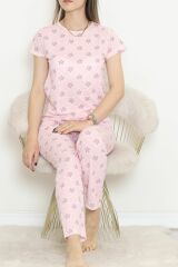 Desenli Pijama Takımı Pembelibeyaz - 130.1287.