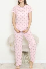 Desenli Pijama Takımı Pembelibeyaz - 130.1287.