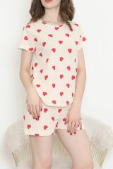Şortlu Pijama Takımı Ekrukırmızı - 390.1287.
