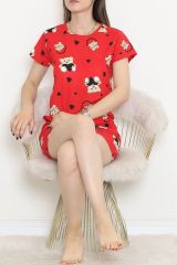 Şortlu Pijama Takımı Kırmızı - 390.1287.