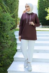Kapşonlu Tunik Kahve - 10035.1778.