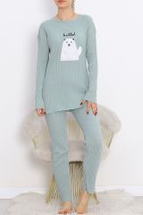 Nakışlı Pijama Takımı Mintbeyaz - 18978.1567.