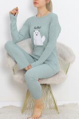 Nakışlı Pijama Takımı Mintbeyaz - 18978.1567.