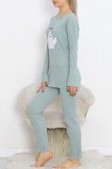 Nakışlı Pijama Takımı Mintbeyaz - 18978.1567.