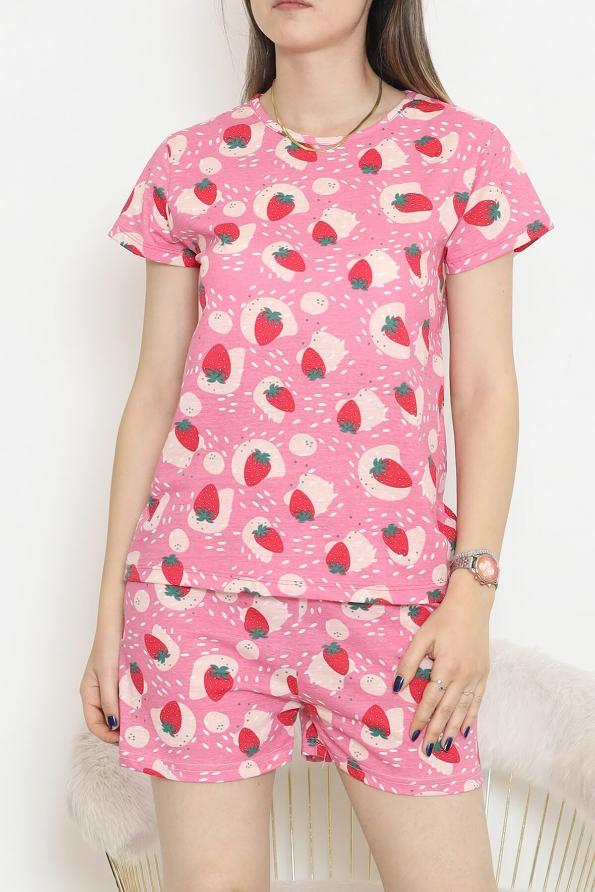 Şortlu Pijama Takımı Pembekırmızı - 390.1287.
