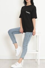 Baskılı Oversize Tişört Siyah - 16500.1567.