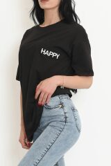 Baskılı Oversize Tişört Siyah - 16500.1567.