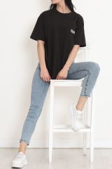 Baskılı Oversize Tişört Siyah - 16500.1567.