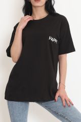 Baskılı Oversize Tişört Siyah - 16500.1567.