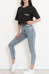 Baskılı Oversize Tişört Siyah - 16500.1567.