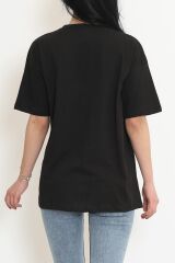 Baskılı Oversize Tişört Siyah - 16500.1567.