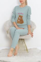 Nakışlı Pijama Takımı Mintkahve - 18978.1567.