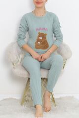 Nakışlı Pijama Takımı Mintkahve - 18978.1567.