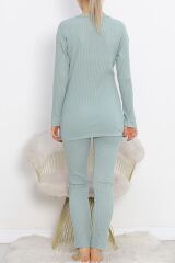 Nakışlı Pijama Takımı Mintkahve - 18978.1567.