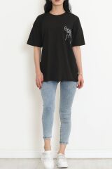 Baskılı Oversize Tişört Siyah - 16494.1567.