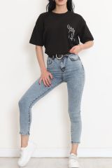 Baskılı Oversize Tişört Siyah - 16494.1567.