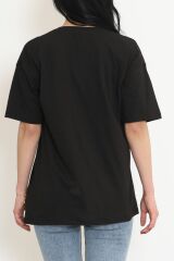 Baskılı Oversize Tişört Siyah - 16494.1567.