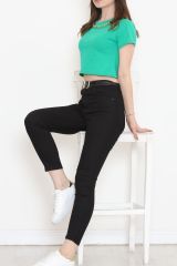 Zincirli Crop Tişört Yeşil - 673.1247.
