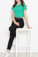 Zincirli Crop Tişört Yeşil - 673.1247.