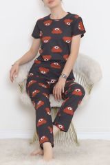 Desenli Pijama Takımı Antikahve - 130.1287.