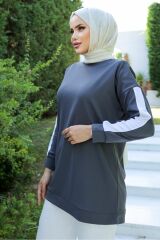 Şeritli Tunik Füme - 10034.1778.