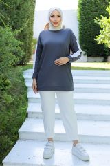 Şeritli Tunik Füme - 10034.1778.