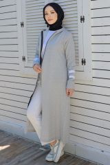 Fermuarlı Ferace Gri - 20342.1778.
