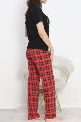 Desenli Pijama Takımı Siyahkırmızı - 18735.1567.