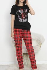 Desenli Pijama Takımı Siyahkırmızı - 18735.1567.