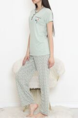 Düğmeli Pijama Takımı Açıkmint - 704.1287.