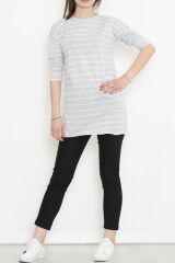 Çizgili Tunik Gri - 11313.1567.