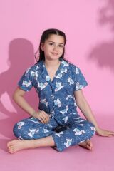 4-13 Yaş Çocuk Pijama Takımı Koyumavi - 403.1287.