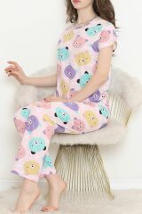 Desenli Pijama Takımı Lilapembe - 130.1287.