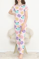 Desenli Pijama Takımı Lilapembe - 130.1287.