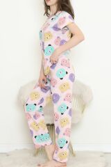 Desenli Pijama Takımı Lilapembe - 130.1287.