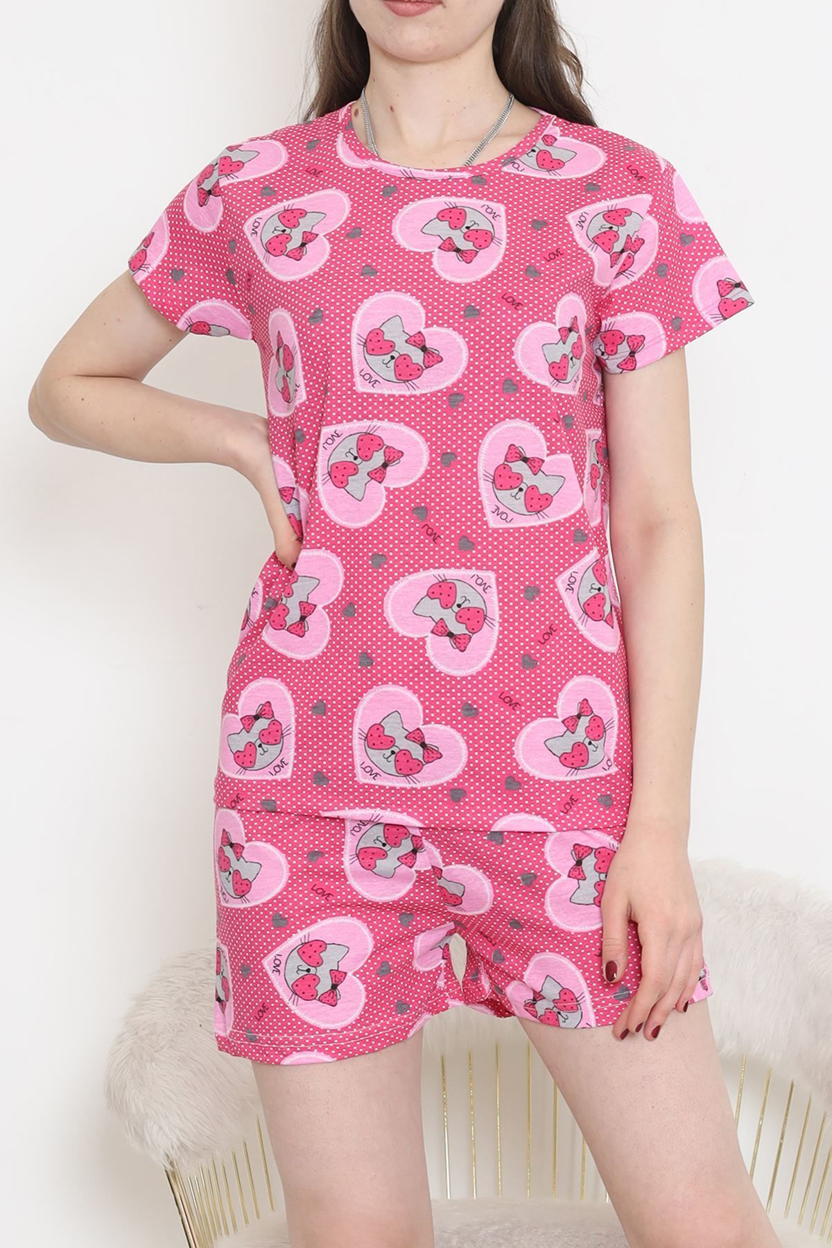 Şortlu Pijama Takımı Fuşya - 390.1287.