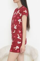 Şortlu Pijama Takımı Bordo - 390.1287.