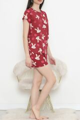 Şortlu Pijama Takımı Bordo - 390.1287.