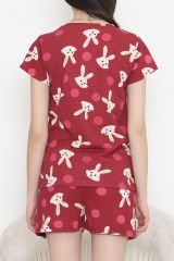 Şortlu Pijama Takımı Bordo - 390.1287.