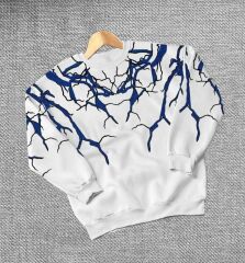 Unisex Bisiklet Yaka Dijital Baskılı üç Iplik Sweatshirt