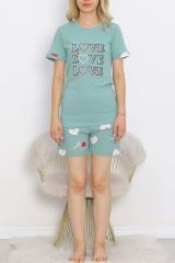 Kısa Kol Şortlu Pijama Takımı Mintyeşili - 18956.1567.