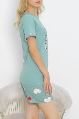 Kısa Kol Şortlu Pijama Takımı Mintyeşili - 18956.1567.