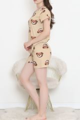 Şortlu Pijama Takımı Koyubej - 390.1287.