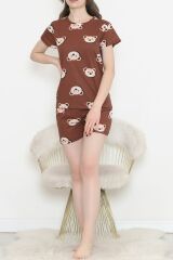 Şortlu Pijama Takımı Koyukahve - 390.1287.