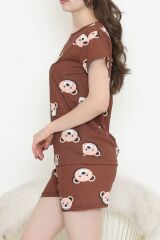 Şortlu Pijama Takımı Koyukahve - 390.1287.